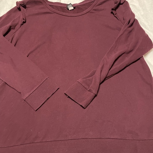 Torrid Burgundy Ruffle Sweatshirt - Picture 2 of 5